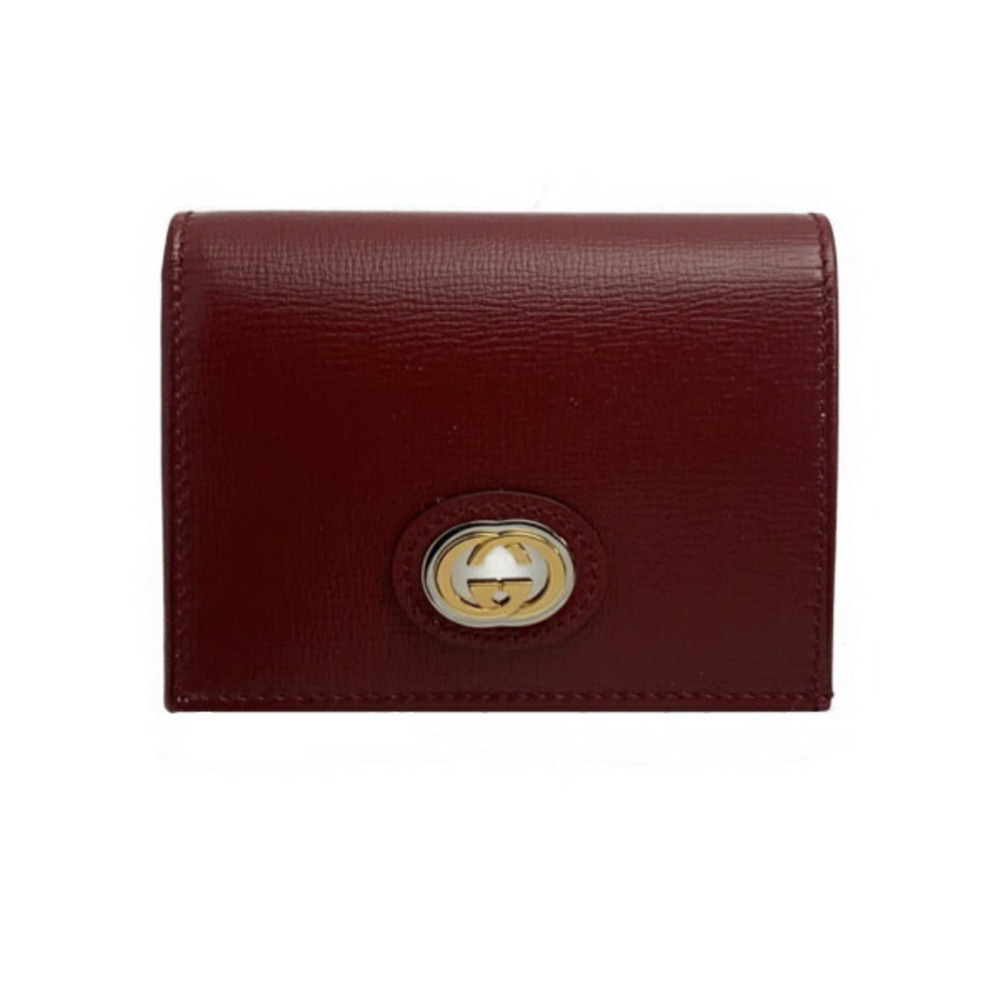 Gucci Compact Wallet Interlocking GG Leather Wine… - image 1